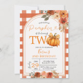 Oranje Gingham Pompoen 2e Verjaardag Herfst Kaart (Voorkant)