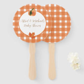 Oranje Gingham pompoen Baby shower Handwaaier (Voorkant en achterkant)