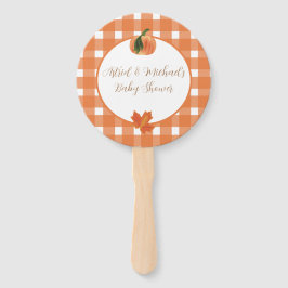 Oranje Gingham pompoen Baby shower Handwaaier