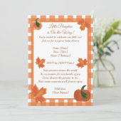 Oranje Gingham pompoen Baby shower Kaart (Staand voorkant)