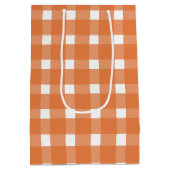 Oranje Gingham pompoen Baby shower Medium Cadeauzakje (Achterkant)
