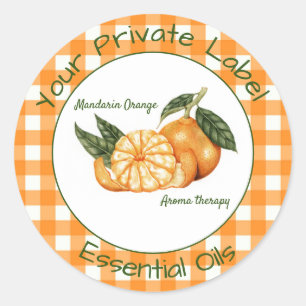 Oranje Gingham Private Essential Oils label