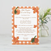 Oranje Gingham Pumpkin Baby shower per Mail Kaart (Staand voorkant)