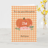 Oranje Gingham Pumpkin Herfst Birthday kleindochte Kaart