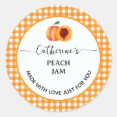 Oranje gingham ruitjespot label voor zelfgemaakte (Voorkant)