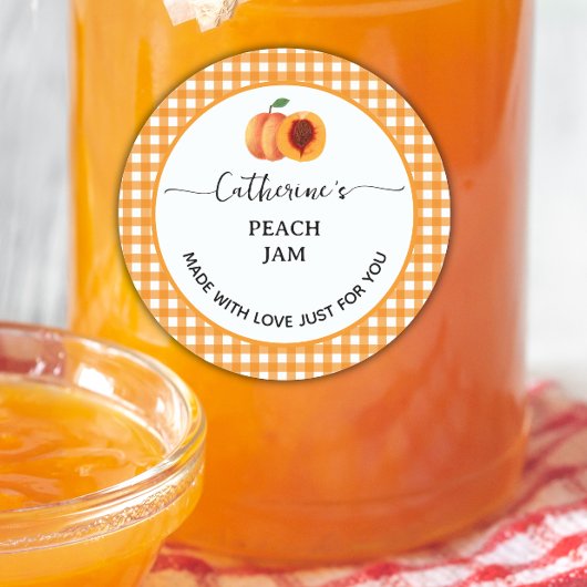Oranje gingham ruitjespot label voor zelfgemaakte