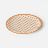 Oranje Gingham Rut Patroon Picknick Design Papieren Bordje (Gekanteld)