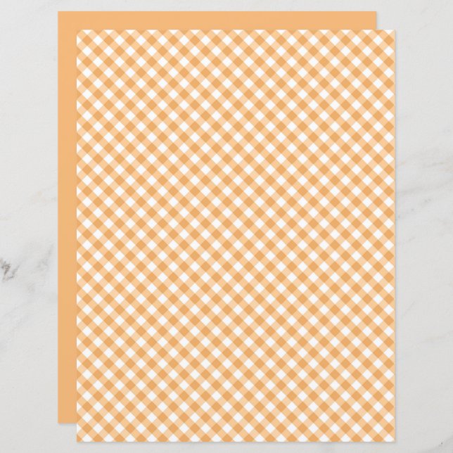 Oranje Gingham Scrapbook Paper (Voorkant / Achterkant)