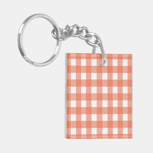 Oranje gingham sleutelhanger (Voorkant Links)