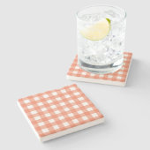 Oranje gingham stenen onderzetter (Zijkant)