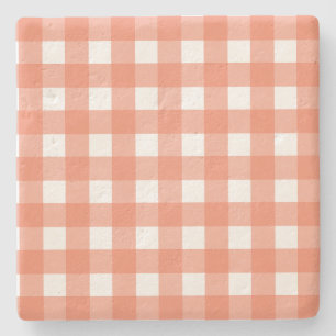 Oranje gingham stenen onderzetter
