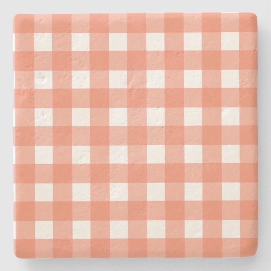 Oranje gingham stenen onderzetter (Voorkant)