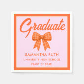 Oranje Gingham Strik DiploMaaierfeest Servet (Voorkant)