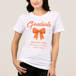 Oranje Gingham Strik Diploomaftrap Tri-Blend Shirt