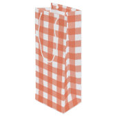 Oranje gingham wijn cadeautas (Achterkant Gekanteld)