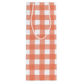 Oranje gingham wijn cadeautas (Achterkant)