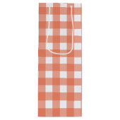 Oranje gingham wijn cadeautas (Voorkant)