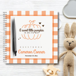 Oranje Gingham Zoete Kleine Pompoen Baby Shower Notitieboek