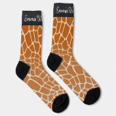Oranje Giraffe Afdrukken Amusant op maat Sokken (Rechts)