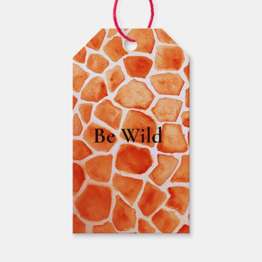 Oranje Giraffe Animal Print Cadeaulabel (Voorkant)