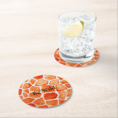Oranje Giraffe Animal Print Ronde Kartonnen Onderzetter (Insitu)