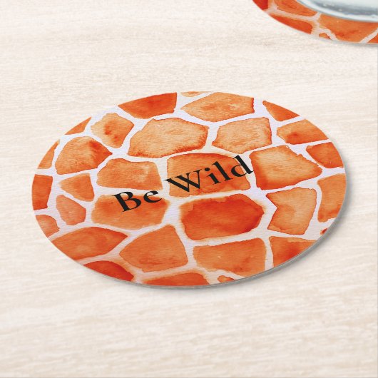 Oranje Giraffe Animal Print Ronde Kartonnen Onderzetter (Gebogen)