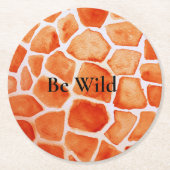 Oranje Giraffe Animal Print Ronde Kartonnen Onderzetter (Voorkant)