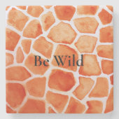 Oranje Giraffe Animal Print Stenen Onderzetter (Voorkant)