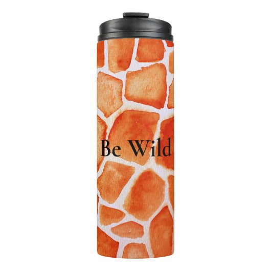 Oranje Giraffe Animal Print Thermosbeker (Voorkant)