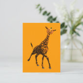 Oranje Giraffe met pompoenkop Briefkaart (Staand voorkant)