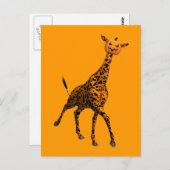 Oranje Giraffe met pompoenkop Briefkaart (Voorkant / Achterkant)