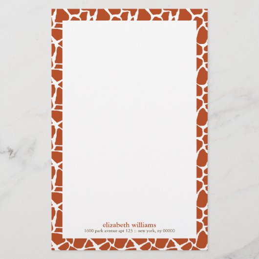 Oranje Giraffe Patroon Briefpapier (Voorkant)