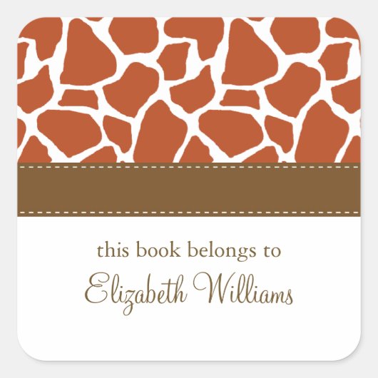 Oranje Giraffe Patroon Vierkante Sticker (Voorkant)
