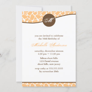Oranje Giraffe Pattern Birthday Kaart