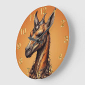 Oranje Giraffe Steampunk, Muurklok Grote Klok (Hoek)