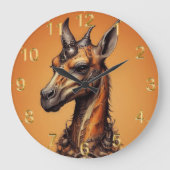 Oranje Giraffe Steampunk, Muurklok Grote Klok (Voorkant)