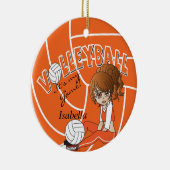 Oranje Girly Volleyball Keramisch Ornament (Rechts)