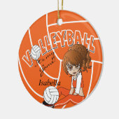 Oranje Girly Volleyball Keramisch Ornament (Links)