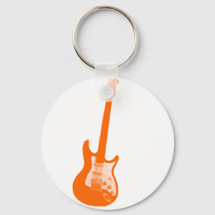 Oranje gitaar sleutelhanger
