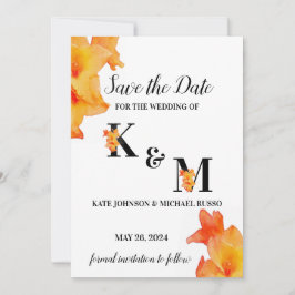 Oranje Gladiolus Flower Waterverf Save The Date