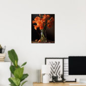 Oranje Gladiolus Flowers Art Print Poster (Thuiskantoor)