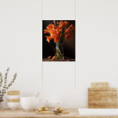 Oranje Gladiolus Flowers Art Print Poster (Keuken)