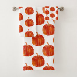 Oranje Glanzende Schattigee Herfst Halloween Herfs Bad Handdoek
