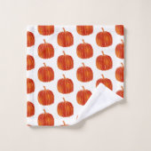 Oranje Glanzende Schattigee Herfst Halloween Herfs Bad Handdoek (Wasdoekje)