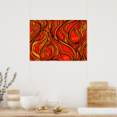 Oranje Glas in lood Abstract Poster (Keuken)