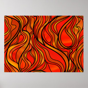 Oranje Glas in lood Abstract Poster