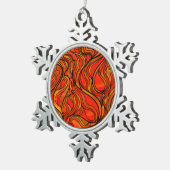Oranje Glas in lood Abstract Tin Sneeuwvlok Ornament (Rechts)