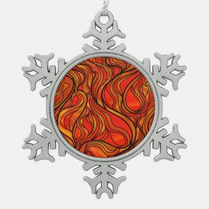 Oranje Glas in lood Abstract Tin Sneeuwvlok Ornament