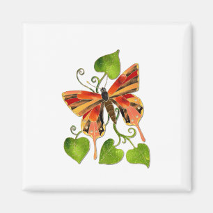 Oranje Glas in lood Butterfly Magnet