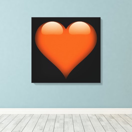 Oranje Glazen Hart  Canvas Afdruk (Insitu (Houten vloer))